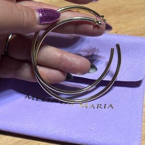 Melinda Maria large gold 3” Hoop Earrings brand new with bag